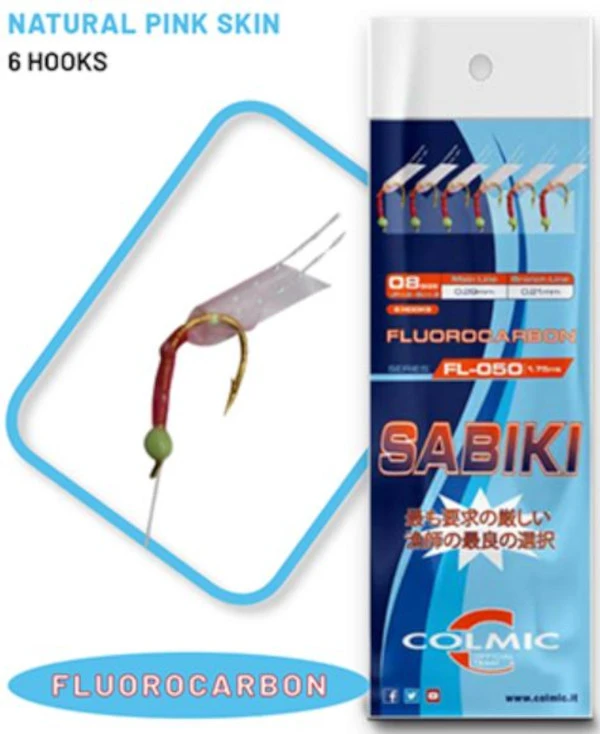 Colmic Sabiki Fluorocarbon FL-050 1,75m/0,29mm (6 X 5cm/0,21mm Hook Size 8JP) 3 Colmic Sabiki Fluorocarbon FL-050 1,75m/0,29mm (6 X 5cm/0,21mm Hook Size 8JP)