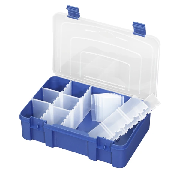 Panaro Tackle Box 196 W/ Adjustable Compartments (1-15) - Blue/Transparant - 276x188xH75 Mm 3 Panaro Tackle Box 196 W/ Adjustable Compartments (1-15) - Blue/Transparant - 276x188xH75 Mm