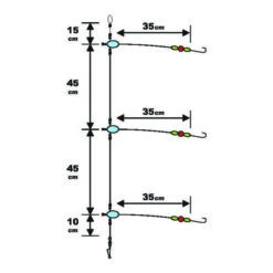 Sunset BDL Boat RS Competition Special Whiting Fluorocarbon Rig 0,40mm 115cm + 3x 0,30mm 35cm Size 4