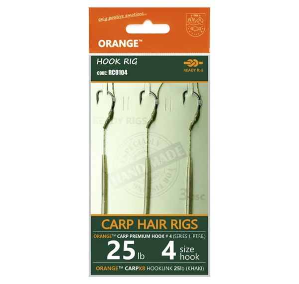 Life Orange Carp Hair Rigs, (25lb, Hook #4, Series 1), 3pcs 5 Life Orange Carp Hair Rigs, (25lb, Hook #4, Series 1), 3pcs - Afbeelding 3