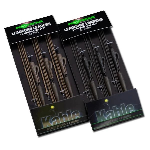 Korda Leadcore Leader-Hybrid Lead Clip QC Swivel Weed 3 Korda Leadcore Leader-Hybrid Lead Clip QC Swivel Weed
