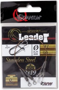 Quantum Q-Leader Stainless Steel Camo Steel 30cm 5kg (2stuks) -Aanbiedingen Hengel Xpert Winkel e4652d7410e46860
