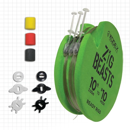 Kodex Zig Beasts Ready Rigs 3m 12,9lb Size 10 Barbless (3 Stuks) 3 Kodex Zig Beasts Ready Rigs 3m 12,9lb Size 10 Barbless (3 Stuks)
